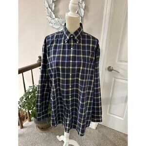 Men’s Brooks Brothers blue and yellow plaid long sleeve shirt